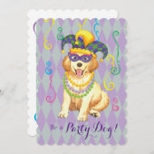 Mardi Gras Golden Retriever Kaart (Voorkant / Achterkant)