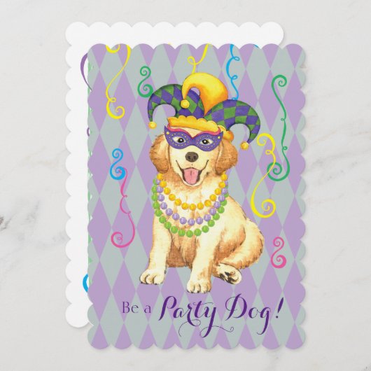 Mardi Gras Golden Retriever Kaart (Voorkant / Achterkant)