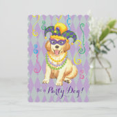 Mardi Gras Golden Retriever Kaart (Staand voorkant)