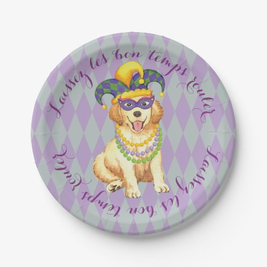Mardi Gras Golden Retriever Papieren Bordje (Voorkant)
