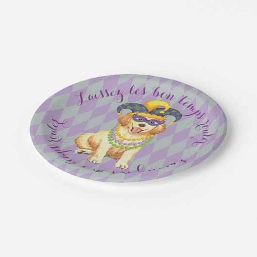 Mardi Gras Golden Retriever Papieren Bordje (Gekanteld)