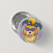 Mardi Gras Golden Retriever Ronde Button 3,2 Cm (Voorkant /achterkant)