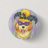 Mardi Gras Golden Retriever Ronde Button 3,2 Cm (Voorkant)