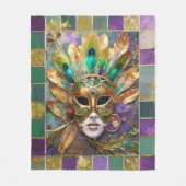 Mardi Gras Goud en Groen Pauw Veer Masker Fleece Deken (Voorkant)