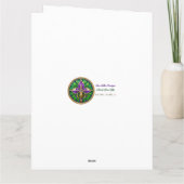 Mardi Gras Goud en Groen Pauw Veer Masker Kaart (Achterkant)