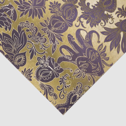 Mardi Gras Goud en Paarse Maskers Tissuepapier (Detail)