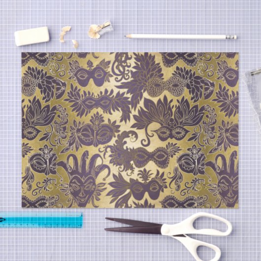 Mardi Gras Goud en Paarse Maskers Tissuepapier (Craft)