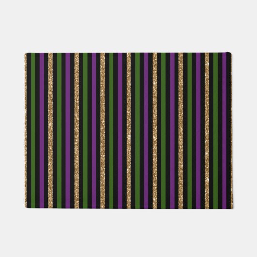 Mardi Gras Goud Glitter Verticale Streep Carnaval Deurmat (Voorkant)