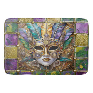 Mardi Gras Goud & Keramiek Kleurrijk Veer Masker Badmat