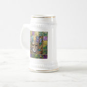 Mardi Gras Goud & Keramisch Kleurrijk Veermasker Bierpul (Voorkant links)