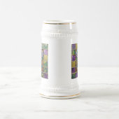 Mardi Gras Goud & Keramisch Kleurrijk Veermasker Bierpul (Center)