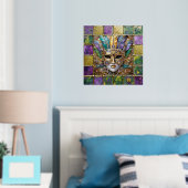 Mardi Gras Goud & Keramisch Kleurrijk Veermasker Folie Afdrukken (Insitu (Slaapkamer))