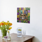 Mardi Gras Goud & Keramisch Kleurrijk Veermasker Folie Afdrukken (Laag (Keuken))