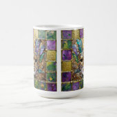 Mardi Gras Goud & Keramisch Kleurrijk Veermasker Koffiemok (Center)