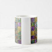 Mardi Gras Goud & Keramisch Kleurrijk Veermasker Koffiemok (Center)