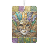 Mardi Gras Goud & Keramisch Kleurrijk Veermasker Luchtverfrisser (Achterkant)