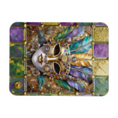 Mardi Gras Goud & Keramisch Kleurrijk Veermasker Magneet (Horizontaal)