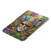 Mardi Gras Goud & Keramisch Kleurrijk Veermasker Magneet (Linkerzijde)