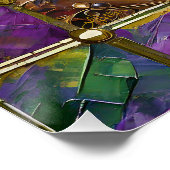 Mardi Gras Goud & Keramisch Kleurrijk Veermasker Perfect Poster (Hoek)