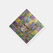 Mardi Gras Goud & Keramisch Kleurrijk Veermasker Servet (Hoek)