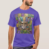 Mardi Gras Goud & Keramisch Kleurrijk Veermasker T-shirt (Voorkant)