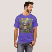 Mardi Gras Goud & Keramisch Kleurrijk Veermasker T-shirt (Voorkant volledig)