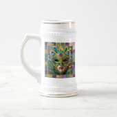 Mardi Gras Goud Keramisch Pauw Veer Masker Bierpul (Links)