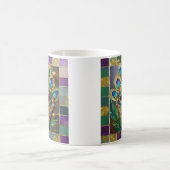 Mardi Gras Goud Keramisch Pauw Veer Masker Koffiemok (Center)