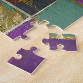 Mardi Gras Goud Keramisch Pauw Veer Masker Legpuzzel (Zijkant)