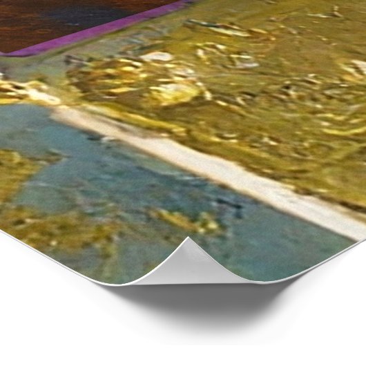 Mardi Gras Goud Keramisch Pauw Veer Masker Poster (Hoek)