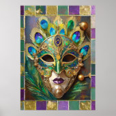 Mardi Gras Goud Keramisch Pauw Veer Masker Poster (Voorkant)