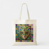 Mardi Gras Goud Keramisch Pauw Veer Masker Tote Bag (Achterkant)