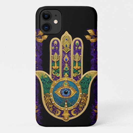 Mardi Gras Goud Paars Groen Hamsas Kunst Case-Mate iPhone Case (Achterkant)