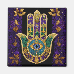 Mardi Gras Goud Paars Groen Hamsas Kunst Magneet
