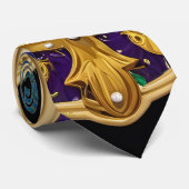 Mardi Gras Goud Paars Groen Hamsas Kunst Stropdas (Opgerold)