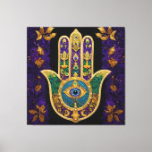Mardi Gras Gouden Paarse Groene Hamsa's Kunst Canvas Afdruk (Voorkant)