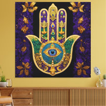 Mardi Gras Gouden Paarse Groene Hamsa's Kunst