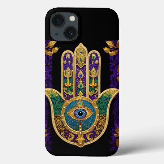 Mardi Gras Gouden Paarse Groene Hamsa's Kunst Case-Mate iPhone Case (Achterkant)