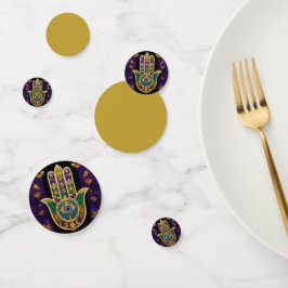 Mardi Gras Gouden Paarse Groene Hamsa's Kunst Confetti