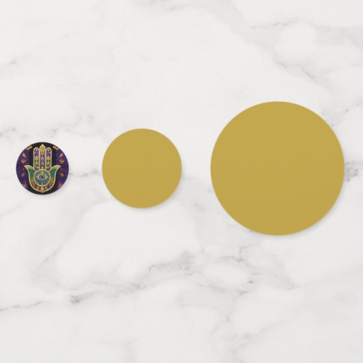 Mardi Gras Gouden Paarse Groene Hamsa's Kunst Confetti (Voorkanten)