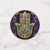 Mardi Gras Gouden Paarse Groene Hamsa's Kunst Confetti (Kleine voorkant)