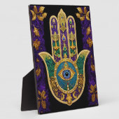 Mardi Gras Gouden Paarse Groene Hamsa's Kunst Fotoplaat (Zijkant)