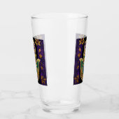 Mardi Gras Gouden Paarse Groene Hamsa's Kunst Glas (Links)