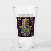 Mardi Gras Gouden Paarse Groene Hamsa's Kunst Glas (Voorkant)