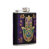 Mardi Gras Gouden Paarse Groene Hamsa's Kunst Heupfles (Rechts)