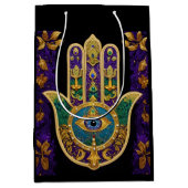 Mardi Gras Gouden Paarse Groene Hamsa's Kunst Medium Cadeauzakje (Voorkant)