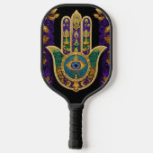 Mardi Gras Gouden Paarse Groene Hamsa's Kunst Pickleball Paddle (Achterkant)