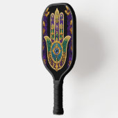 Mardi Gras Gouden Paarse Groene Hamsa's Kunst Pickleball Paddle (Links)
