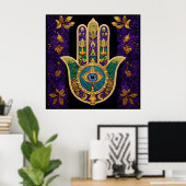 Mardi Gras Gouden Paarse Groene Hamsa's Kunst Poster (Thuiskantoor)