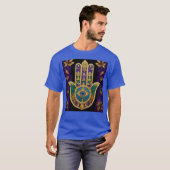 Mardi Gras Gouden Paarse Groene Hamsa's Kunst T-shirt (Voorkant volledig)